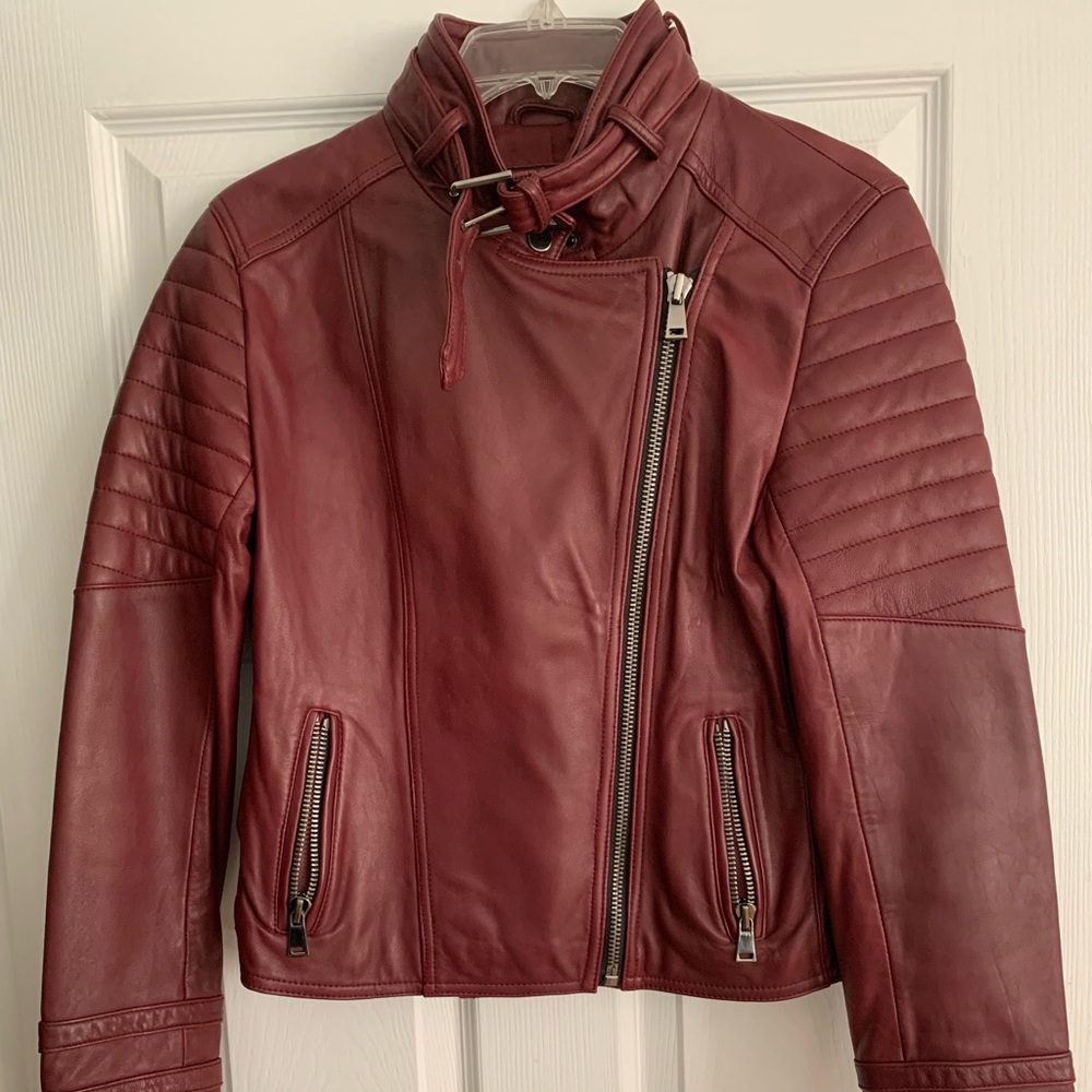 Nicole Miller leather jacket - burgundy- medium